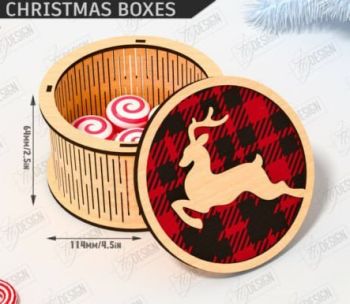 imagem do arquivo vetor para download Caixinha redonda de natal de Rena 