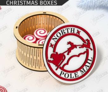 imagem do arquivo vetor para download Caixinha redonda de natal de Rena 