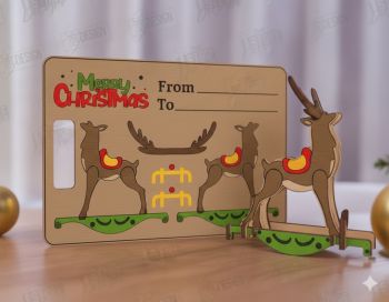 imagem do arquivo vetor para download Cartão de presente de natal 3D  Rena 