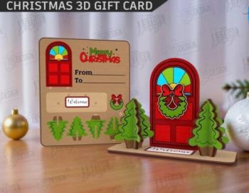 imagem do arquivo vetor para download Cartão de presente de natal 3D Arvore de natal