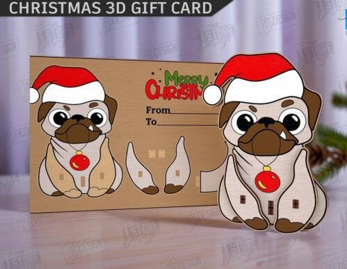 imagem do arquivo vetor para download Cartão de presente de natal 3D Cãozinho 