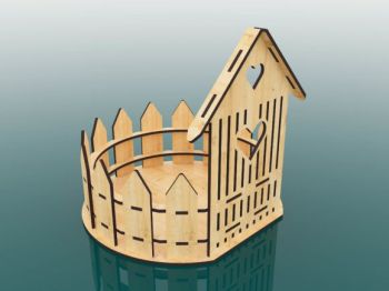 imagem do arquivo vetor para download Cesta de casinha Decorativa Cortada a Laser