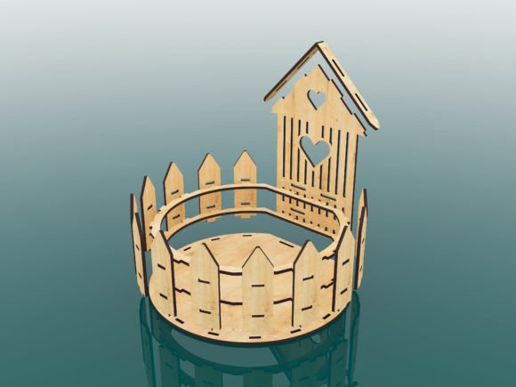 imagem do arquivo vetor para download Cesta de casinha Decorativa Cortada a Laser