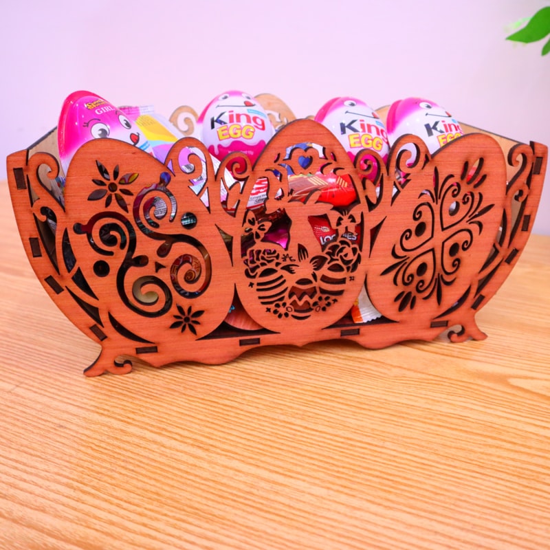 imagem do arquivo vetor para download Cesta de Ovos de Páscoa Decorativa em Compensado