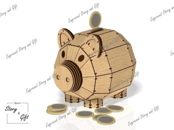imagem do arquivo vetor para download Cofre de porco em MDF