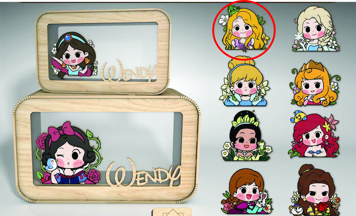 imagem do arquivo vetor para download Cofrinho infantil personalizado de princesa