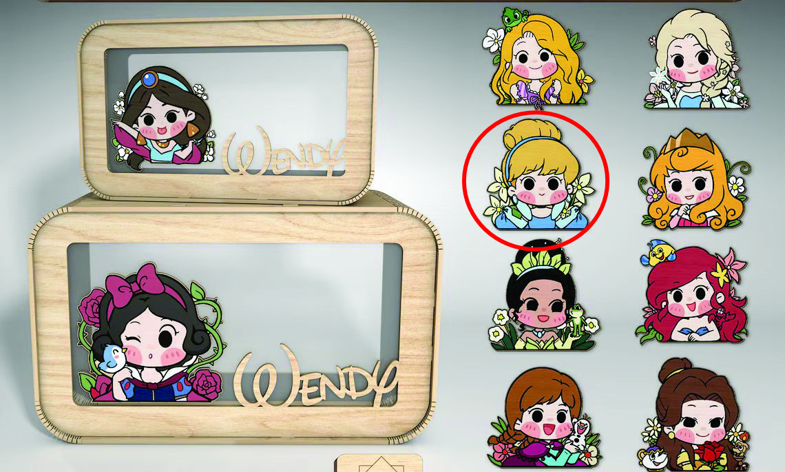 imagem do arquivo vetor para download Cofrinho infantil personalizado de princesa