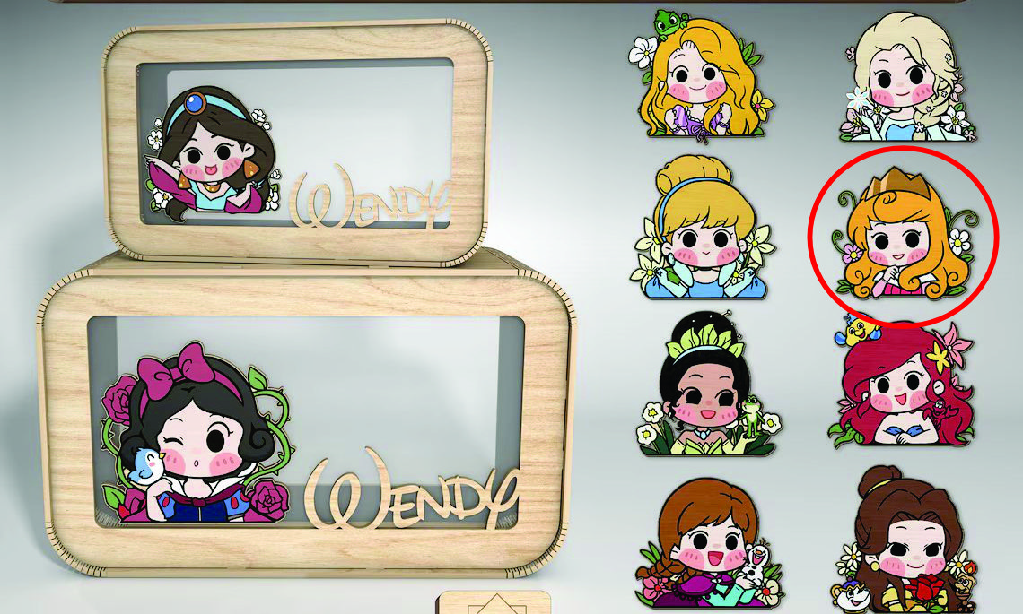 imagem do arquivo vetor para download Cofrinho infantil personalizado de princesa