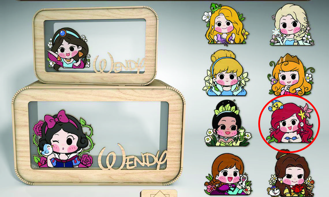 imagem do arquivo vetor para download Cofrinho infantil personalizado de princesa