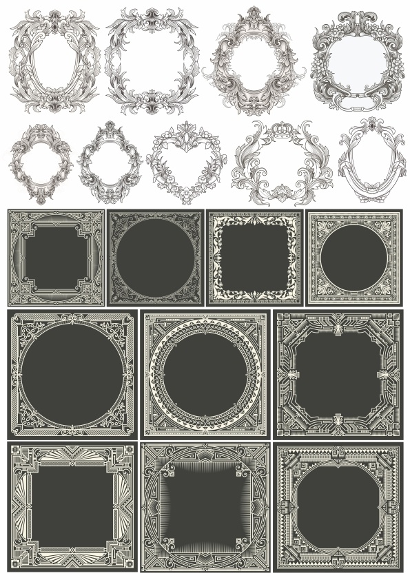 imagem do arquivo vetor para download Conjunto de Molduras Decorativas e Bordas 