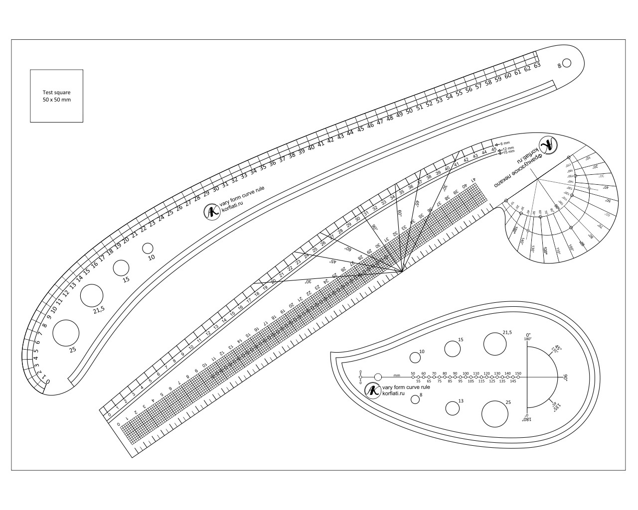 imagem do arquivo vetor para download Conjunto de Réguas de Costura Cortadas a Laser