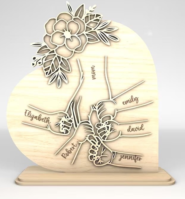 imagem do arquivo vetor para download Coração decorativo de mães e filhos personalizado