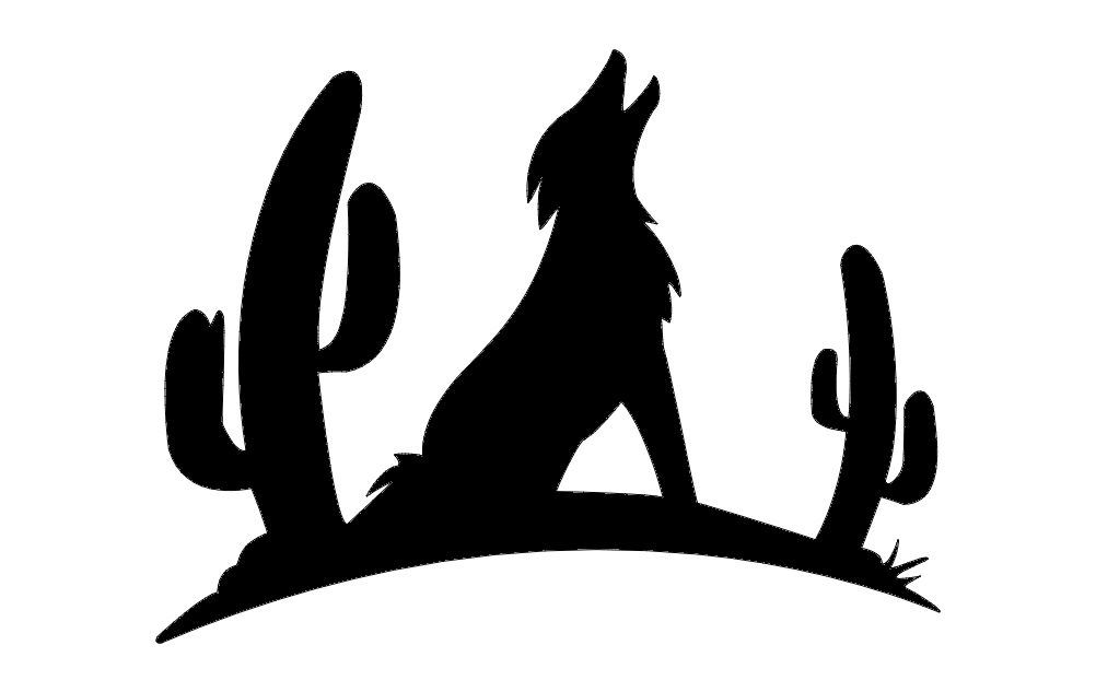 imagem do arquivo vetor para download Coyote Com cactus no deserto 