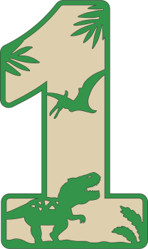 imagem do arquivo vetor para download Decoração Numeral dos dinossauros Numero 1