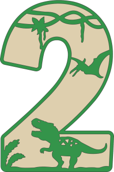 imagem do arquivo vetor para download Decoração Numeral dos dinossauros Numero 2