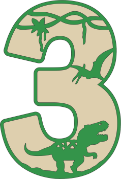 imagem do arquivo vetor para download Decoração Numeral dos dinossauros Numero 3