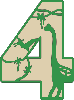 imagem do arquivo vetor para download Decoração Numeral dos dinossauros Numero 4