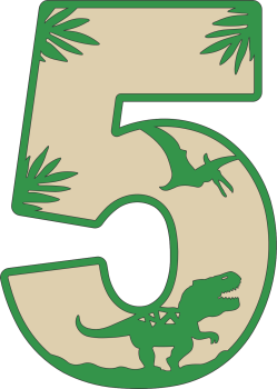 imagem do arquivo vetor para download Decoração Numeral dos dinossauros Numero 5