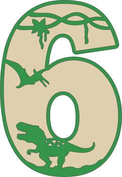imagem do arquivo vetor para download Decoração Numeral dos dinossauros Numero 6
