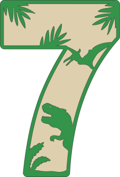 imagem do arquivo vetor para download Decoração Numeral dos dinossauros Numero 7