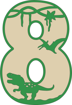 imagem do arquivo vetor para download Decoração Numeral dos dinossauros Numero 8