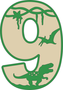 imagem do arquivo vetor para download Decoração Numeral dos dinossauros Numero 9