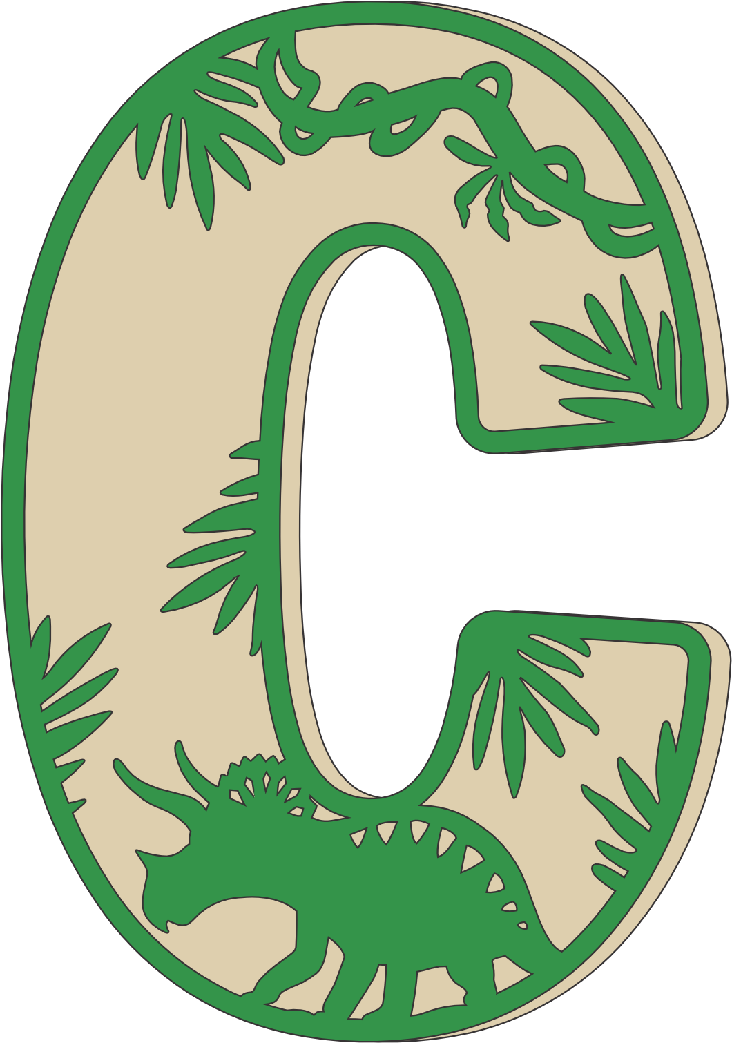 imagem do arquivo vetor para download Decoração alfabética dos dinossauros Letra C