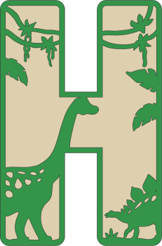 imagem do arquivo vetor para download Decoração alfabética dos dinossauros Letra H