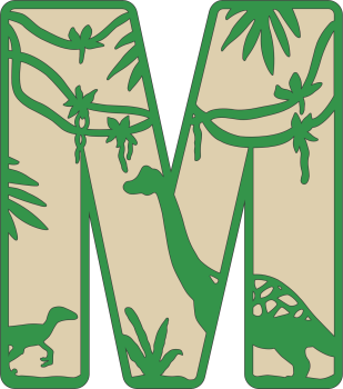 imagem do arquivo vetor para download Decoração alfabética dos dinossauros Letra M