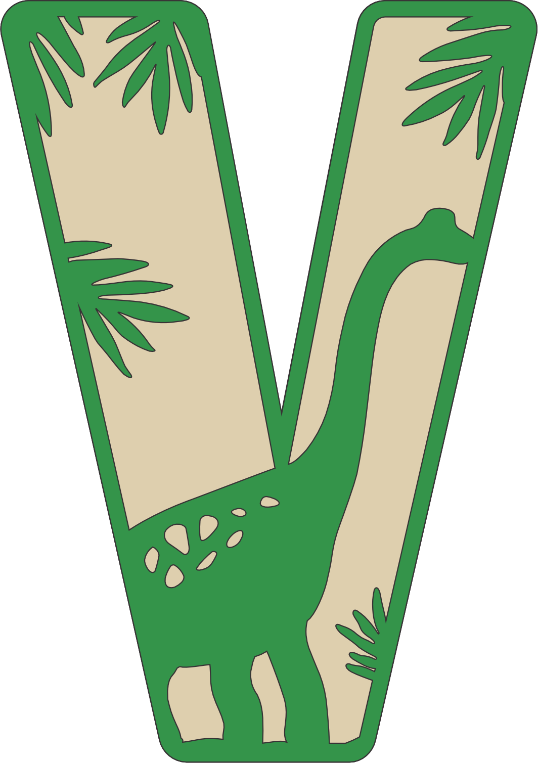 imagem do arquivo vetor para download Decoração alfabética dos dinossauros Letra V
