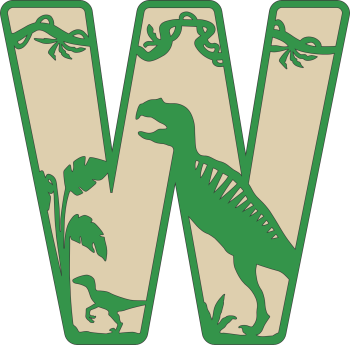 imagem do arquivo vetor para download Decoração alfabética dos dinossauros Letra W