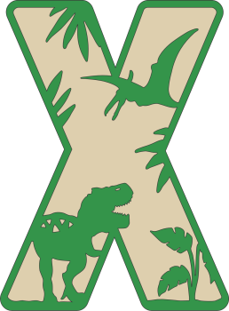 imagem do arquivo vetor para download Decoração alfabética dos dinossauros Letra X