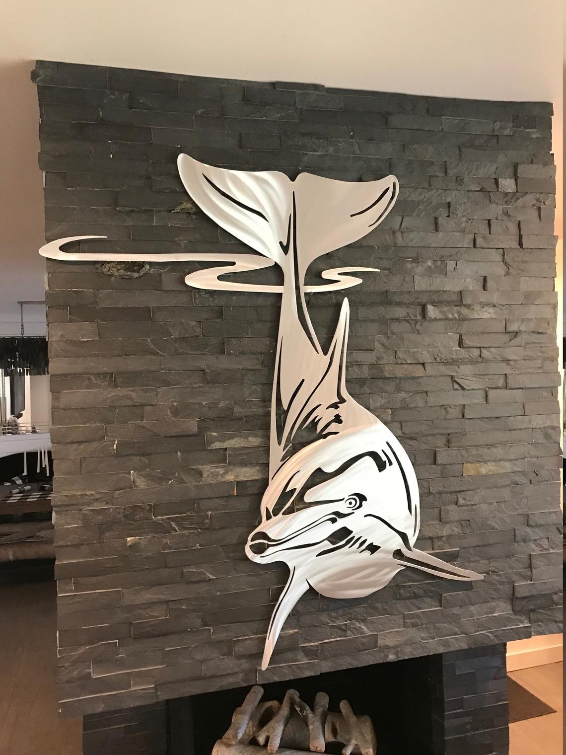 imagem do arquivo vetor para download Decoração de Parede de Golfinho Cortada a Laser
