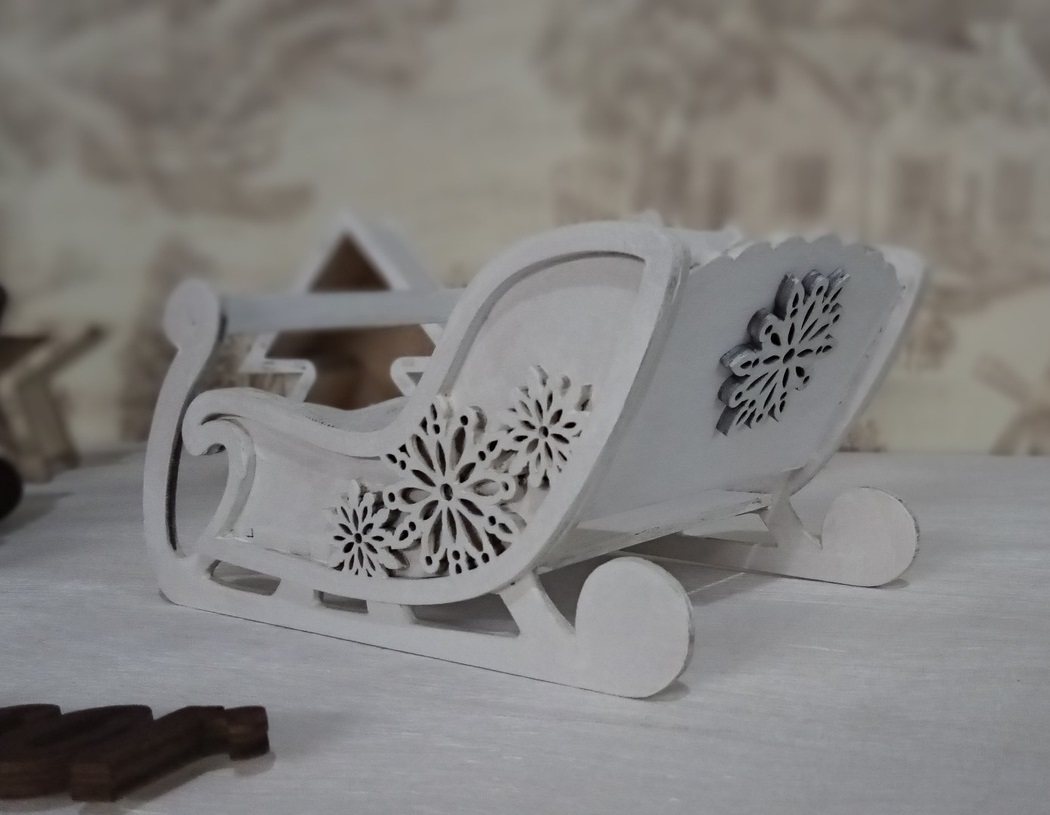 imagem do arquivo vetor para download Decoração de Trenó de Natal Cortada a Laser