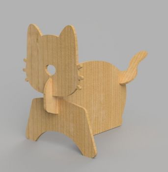 imagem do arquivo vetor para download Decoração de gato de madeira cortada a laser