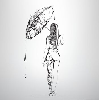 imagem do arquivo vetor para download Figura abstrata Mulher com guarda chuva 