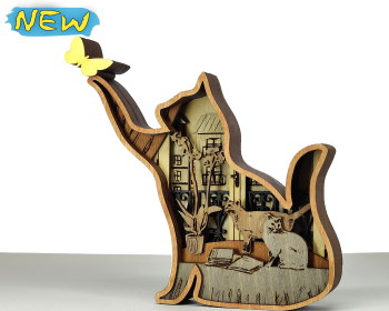 imagem do arquivo vetor para download Gato em Camadas Decorativo