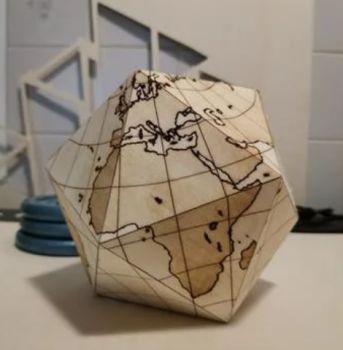 imagem do arquivo vetor para download Globo Dymaxion Gravado a Laser