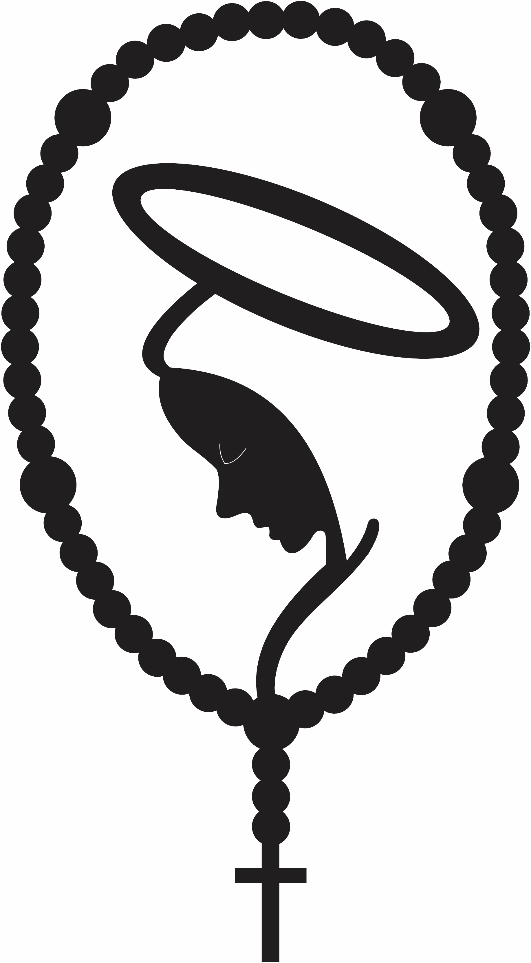 imagem do arquivo vetor para download Ícone Vetorial Maria com Rosário Oval