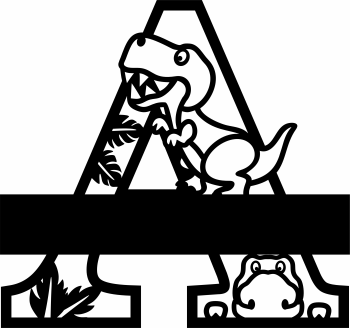 imagem do arquivo vetor para download Letra A decorativa de Dinossauro
