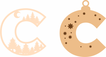 imagem do arquivo vetor para download Letra C Natalina para Decoração 