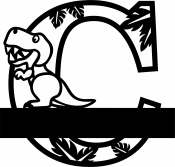 imagem do arquivo vetor para download Letra C decorativa de Dinossauro