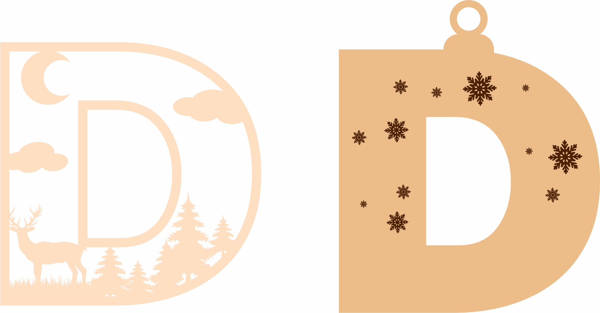 imagem do arquivo vetor para download Letra D Natalina para Decoração 