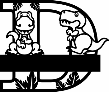 imagem do arquivo vetor para download Letra D decorativa de Dinossauro