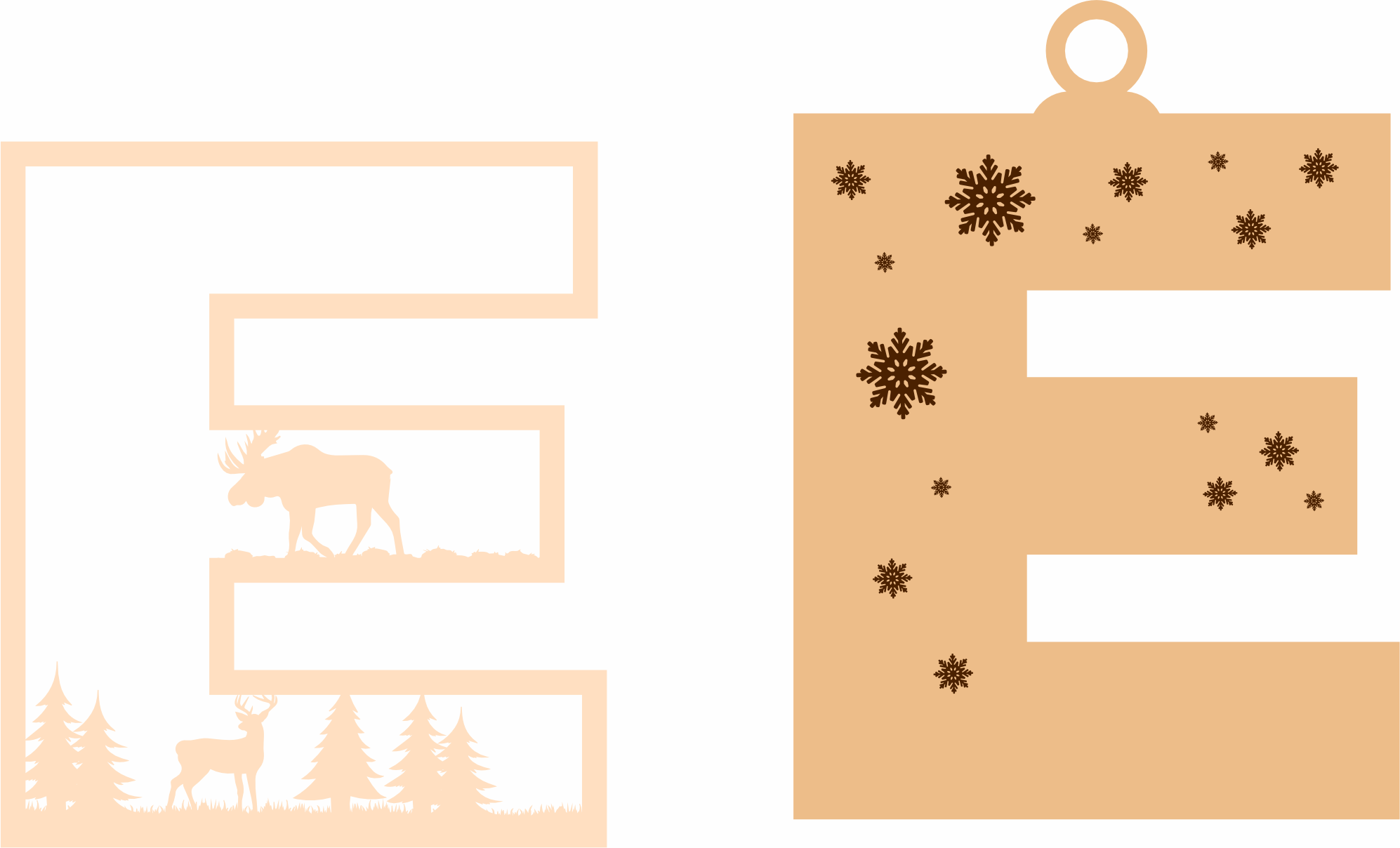 imagem do arquivo vetor para download Letra E Natalina para Decoração 