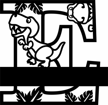 imagem do arquivo vetor para download Letra E decorativa de Dinossauro