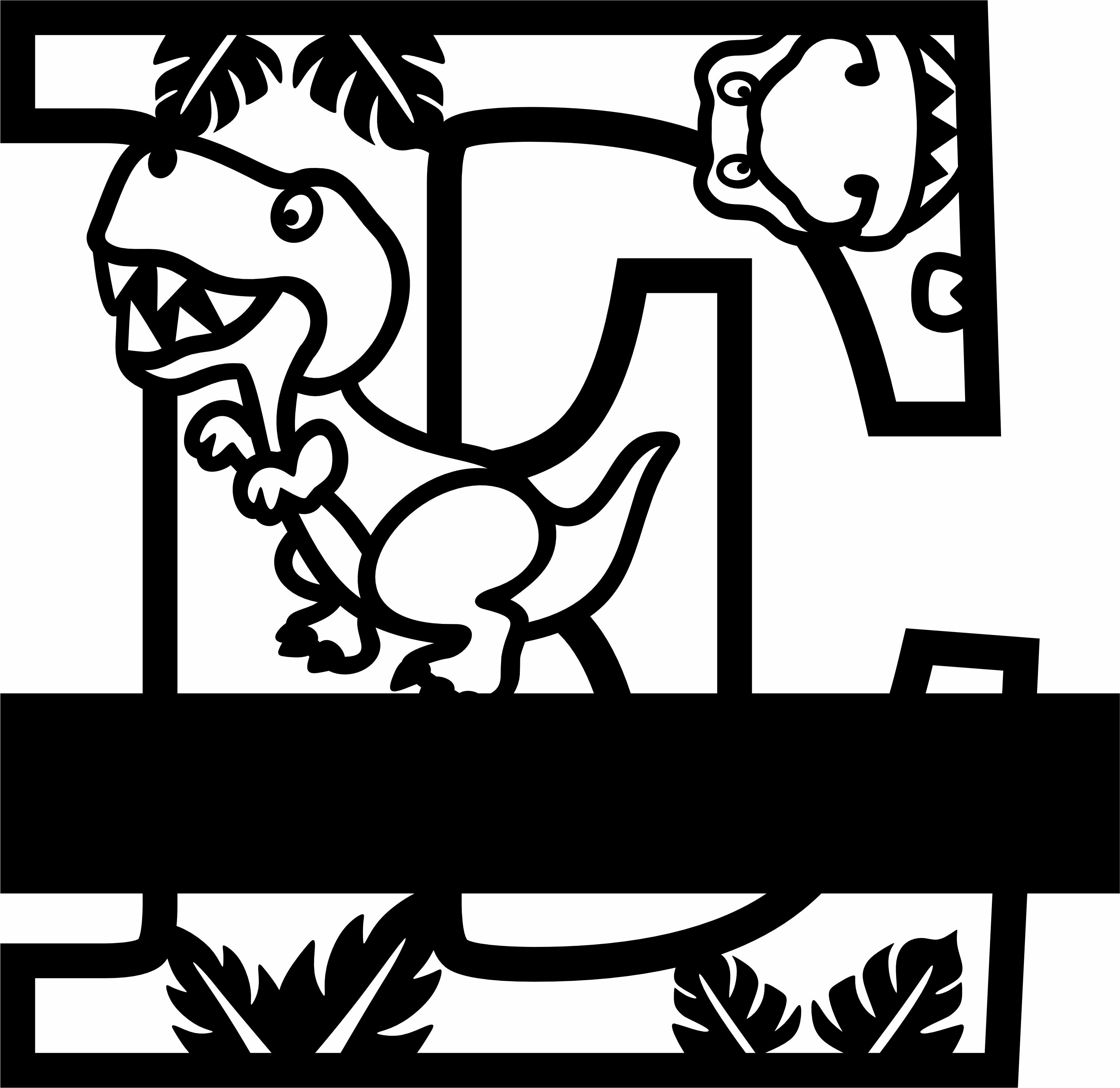 imagem do arquivo vetor para download Letra E decorativa de Dinossauro