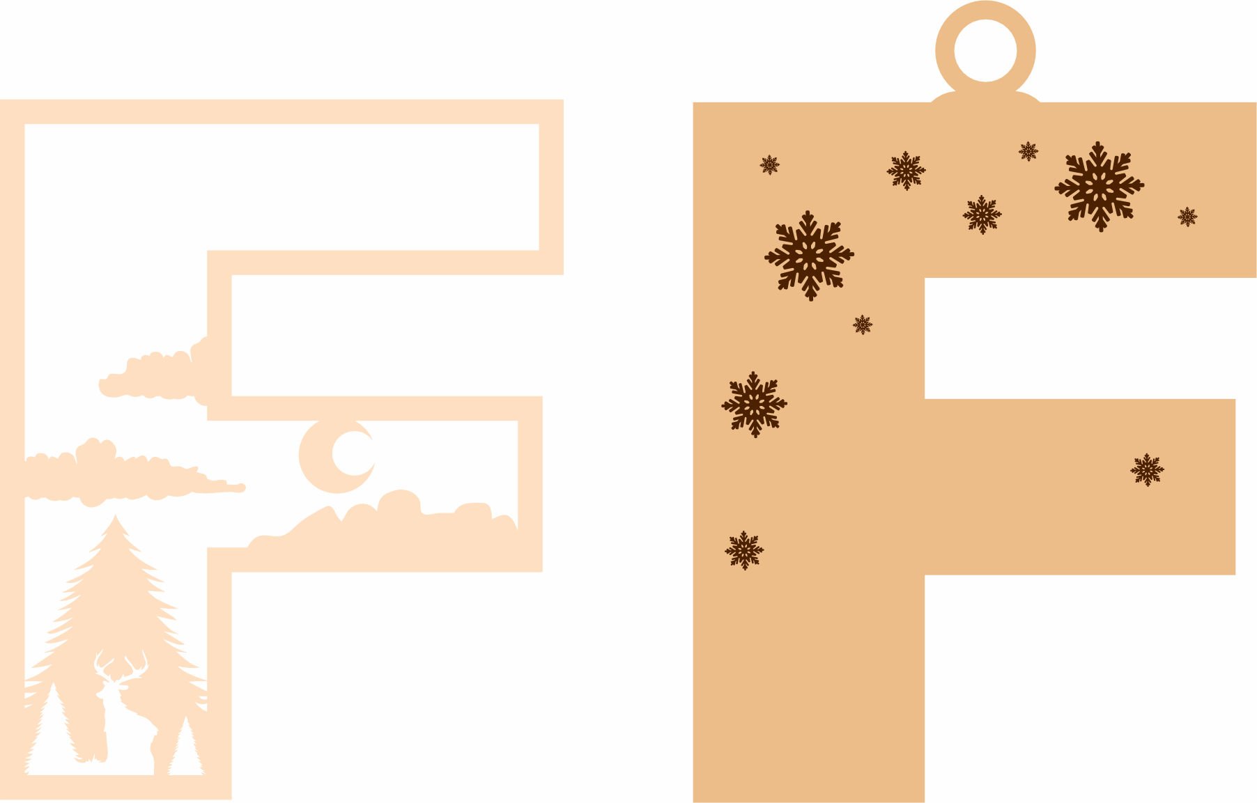 imagem do arquivo vetor para download Letra F Natalina para Decoração 