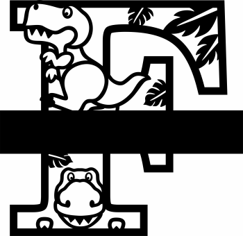 imagem do arquivo vetor para download Letra F decorativa de Dinossauro