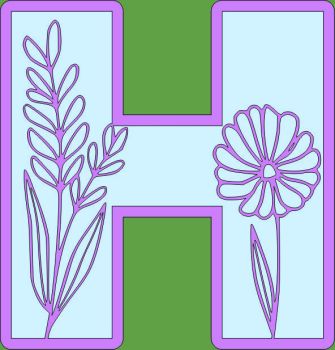 imagem do arquivo vetor para download Letra Floral H